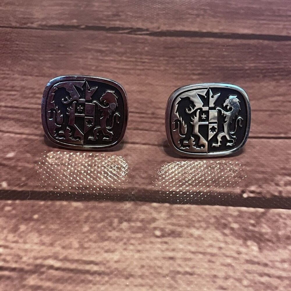 Silver Coat Of Arms Shield Lions Cufflinks